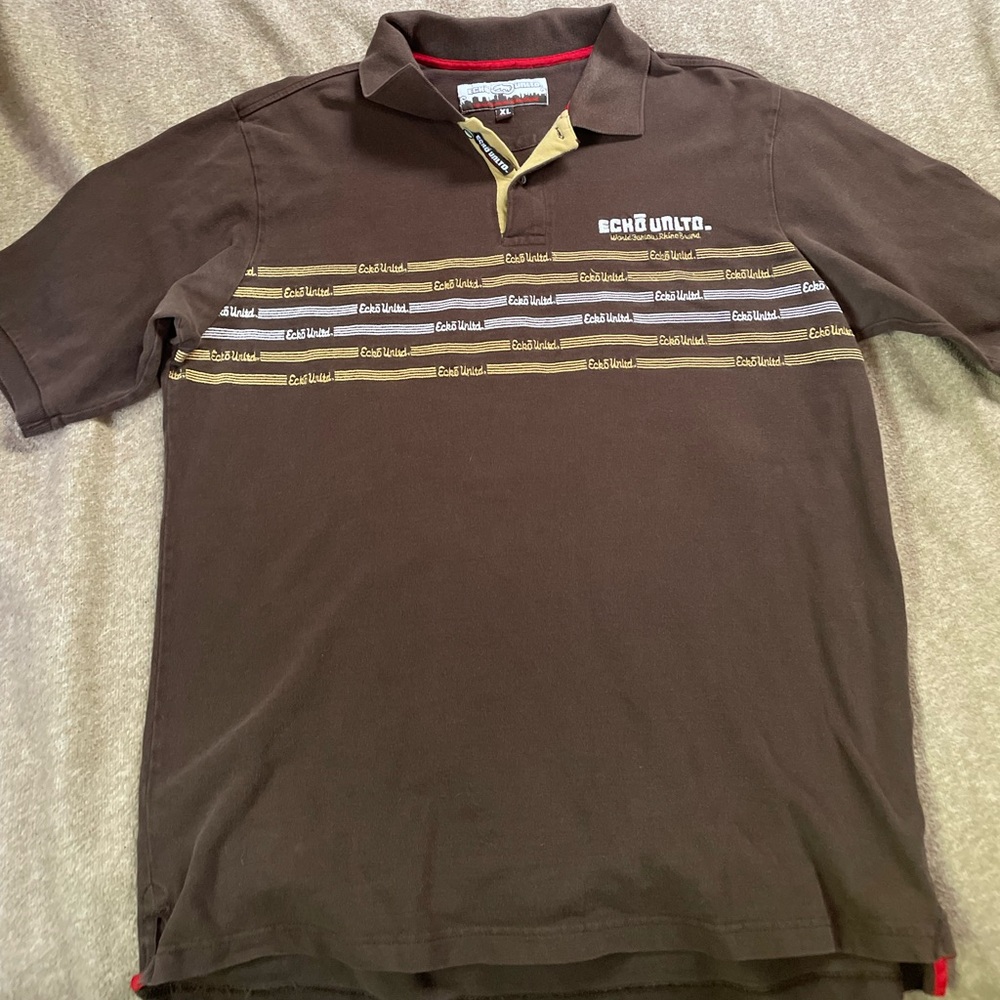 Ecko Unlimited Brown and White Logo Shirt